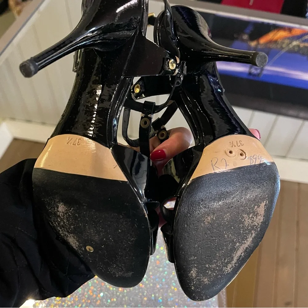 Miu miu black patent stiletto sandals size 37.5 - Picture 8 of 8